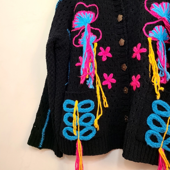 POL Jellyfish Chenille Yarn Knit Sweater Cardigan Size Small - Picture 3 of 5